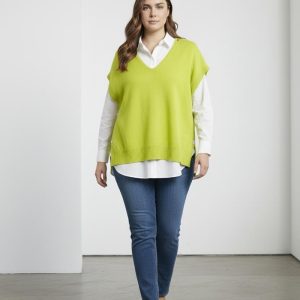 Pull sans manches grande taille – Coupe oversize, maille douce et boutons latéraux