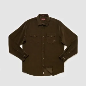 Chemise unie velours côtelé deux poches Vert Kaki – MCS