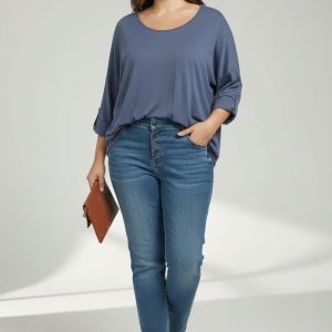 Haut maille douce bleu – Confort premium & coupe flatteuse grande taille (Copie)