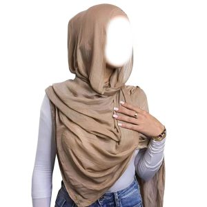 Châle léger en viscose et rayonne – Ensemble hijab uni avec bonnet intégré Taupe