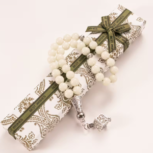 Misbaha 33 Perles en Agate Blanche & Coffret Cadeau Luxe