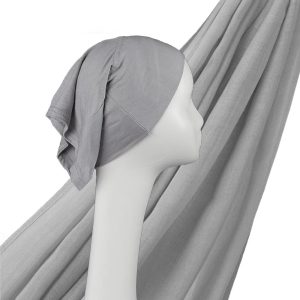 Châle léger en viscose et rayonne – Ensemble hijab uni avec bonnet intégré Gris