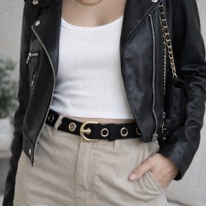 Ceinture à Œillets en Cuir de Vachette – Détail Mode & Caractère