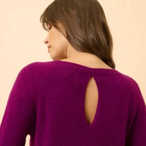 ABIGAIL pull col bateau goutte dos prune