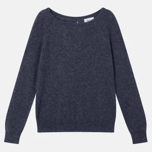 ABIGAIL pull col bateau goutte dos violet gris chiné