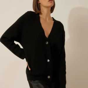 ADELE cardigan col v noir