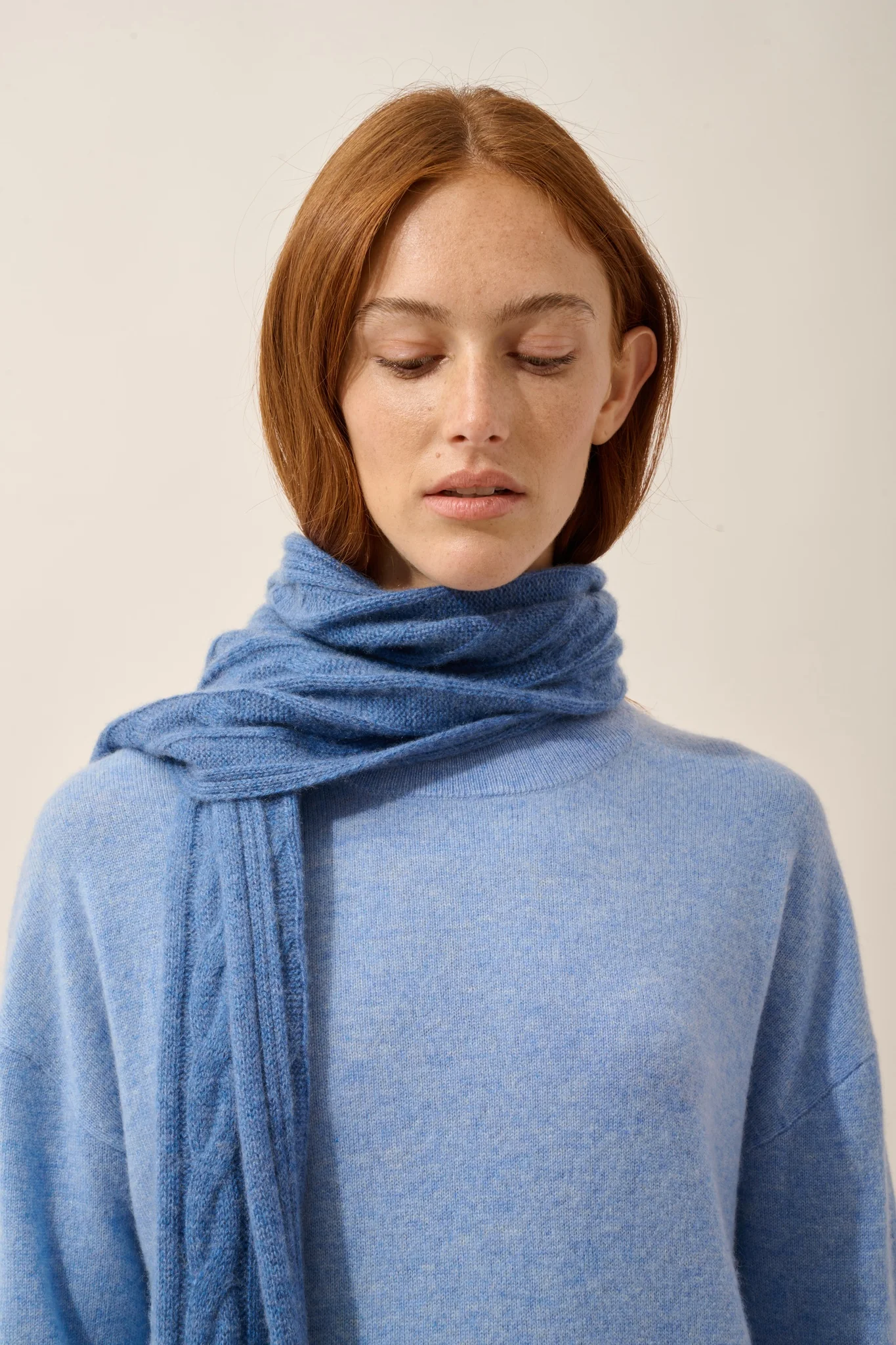 AELITH écharpe 4 fils bleu denim