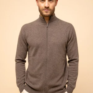 ALAN gilet col montant taupe chiné