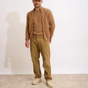 ALAN gilet zippé col montant noisette