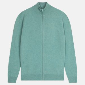 ALAN gilet zippé col montant vert chiné