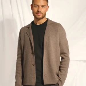 ALVAR veste col tailleur taupe chiné