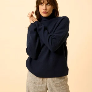 ALYSSA pull col montant navy