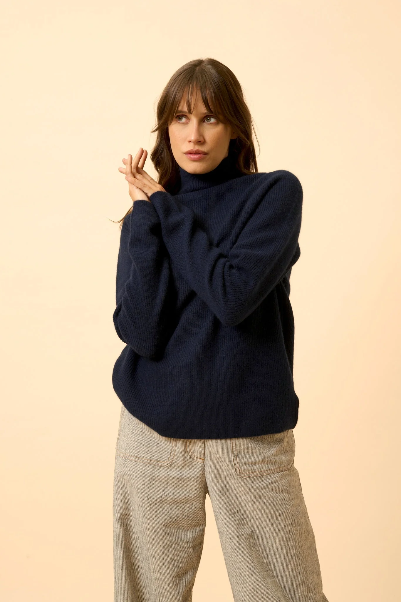 ALYSSA pull col montant navy