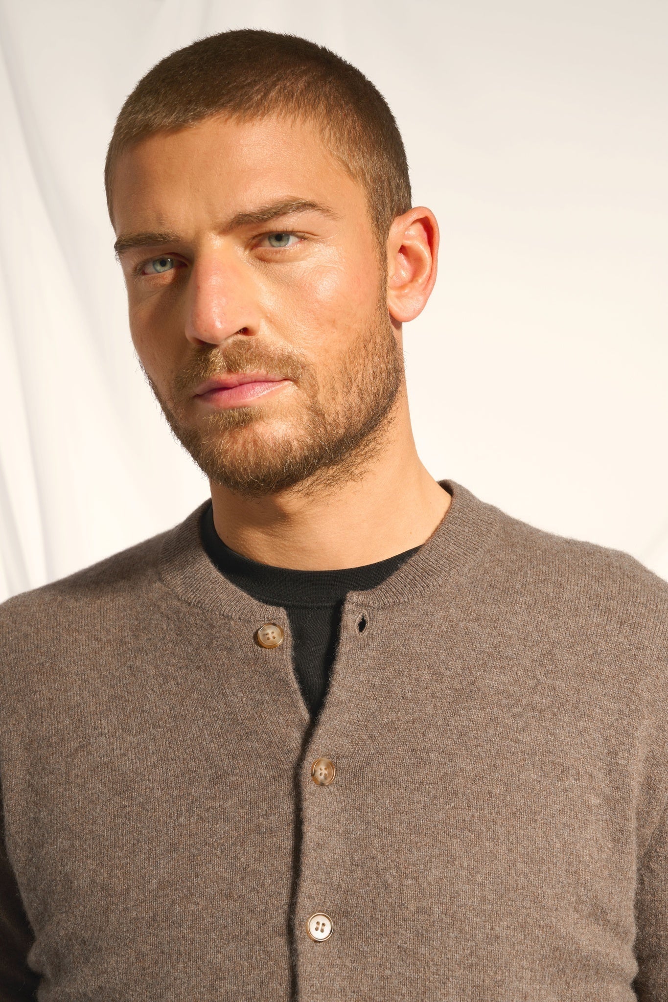 ANAIS cardigan col rond taupe chiné - Image 4