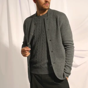 ANNA veste col mao anthracite chiné