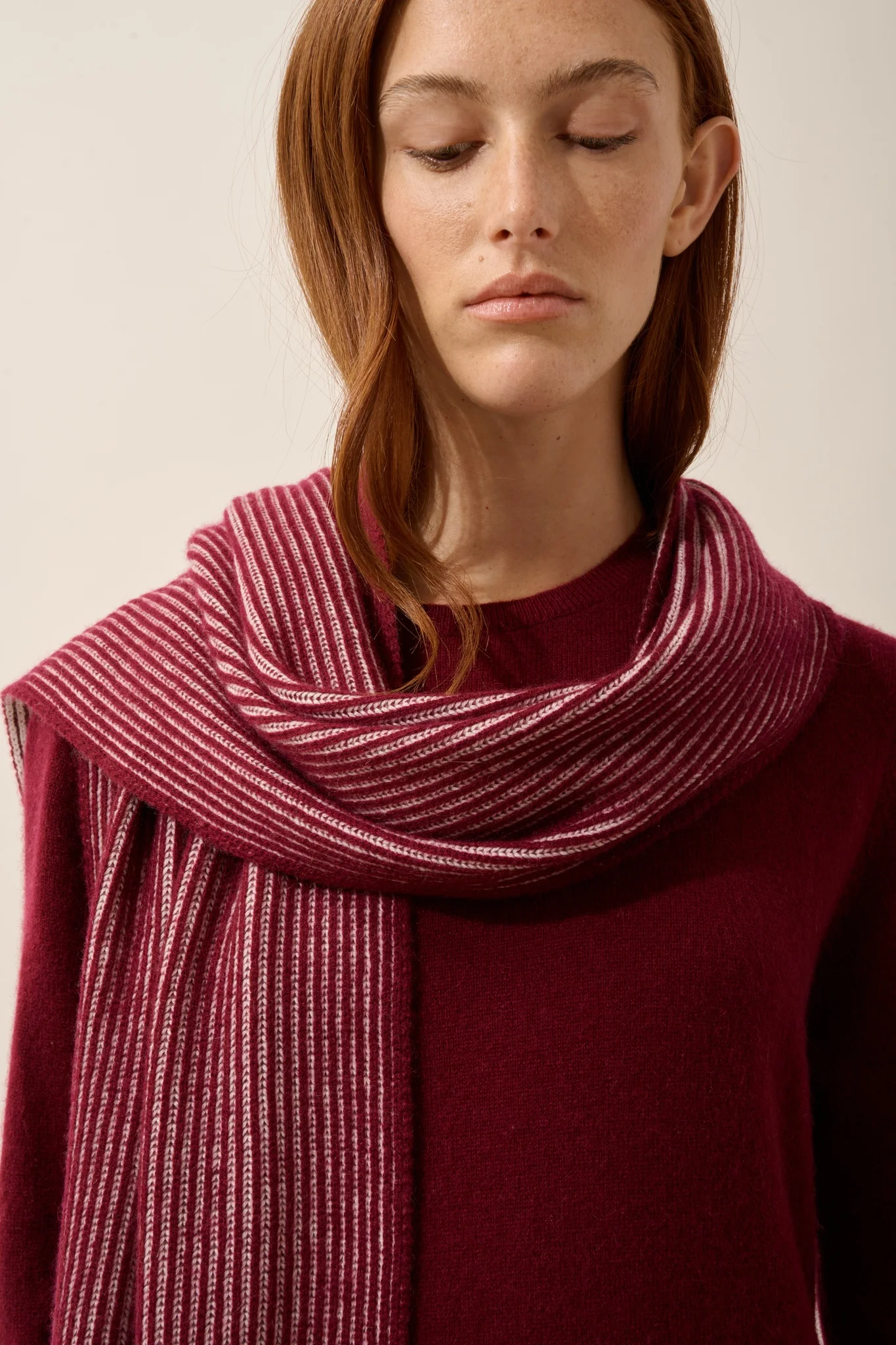 ANTONIO écharpe 4 fils bordeaux_ivoire – Image 4