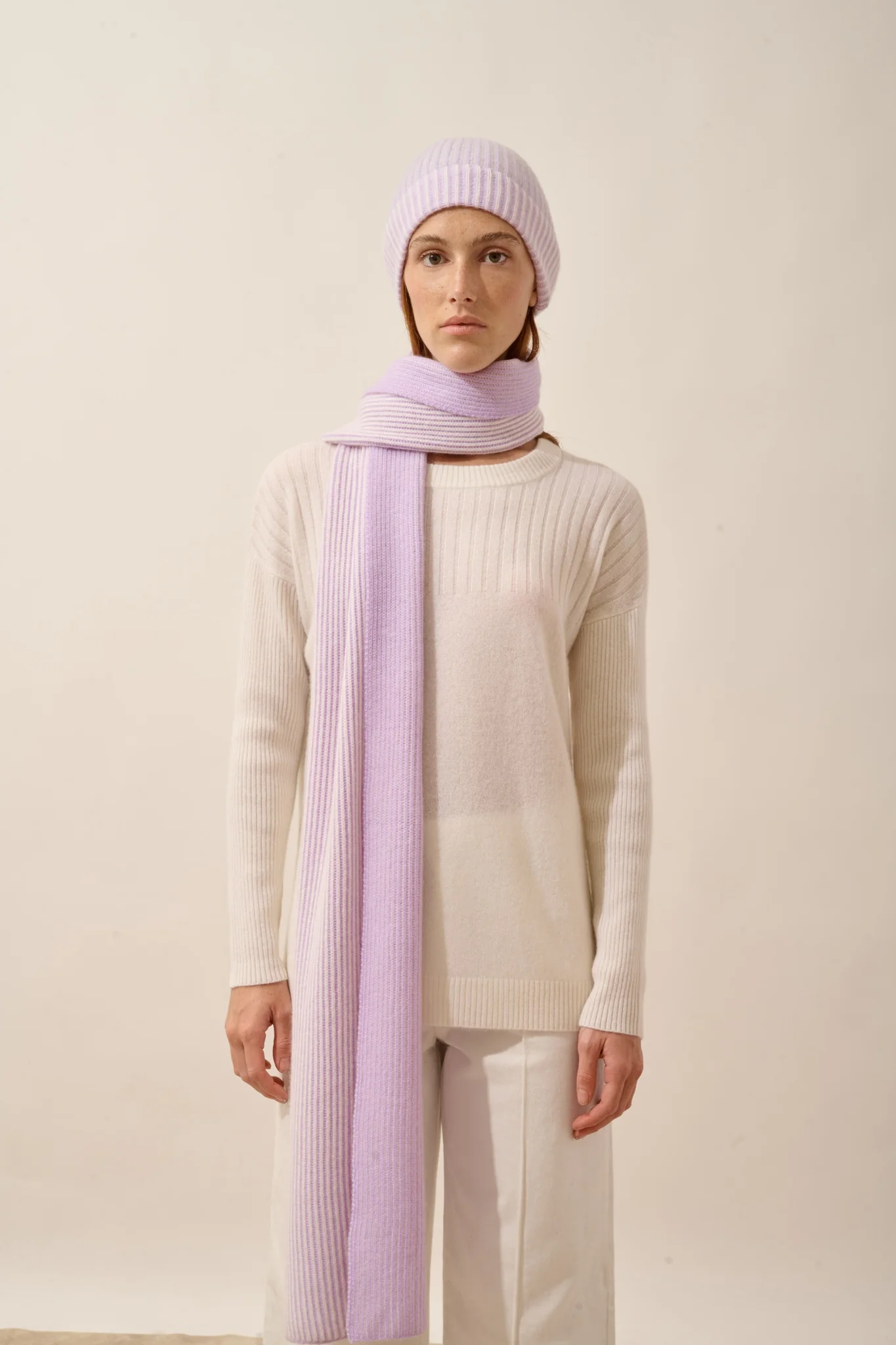 ANTONIO écharpe 4 fils mauve_neige