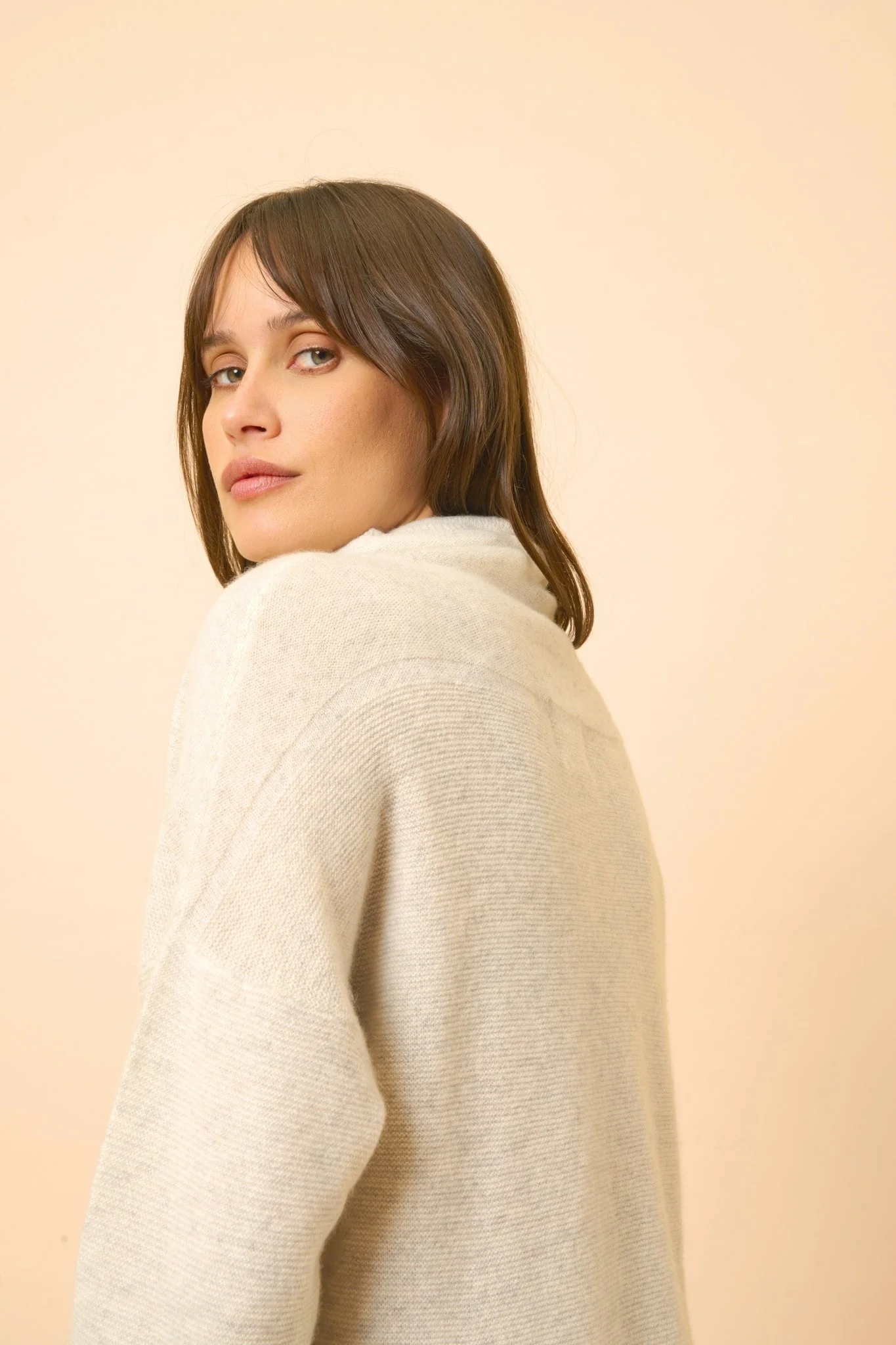 BLANTYRE pull col roulé gris perle chiné - Image 3