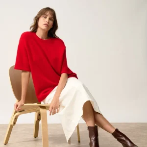 CARLA t-shirt col rond rouge