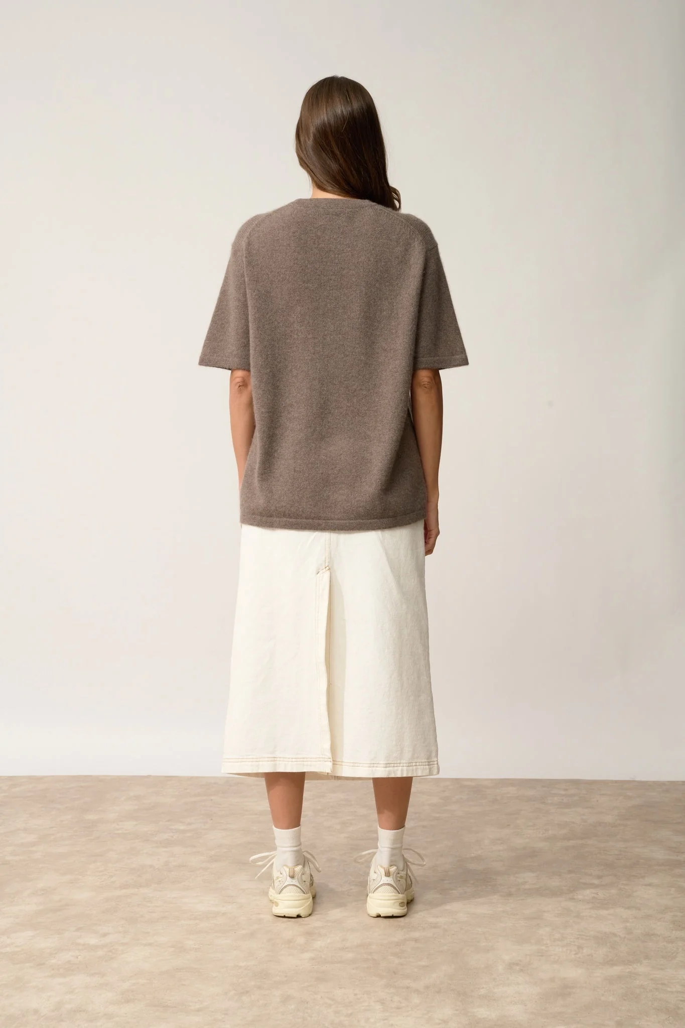 CARLA t-shirt col rond taupe chiné – Image 3