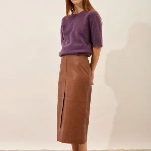 CARLA t-shirt col rond violet chiné