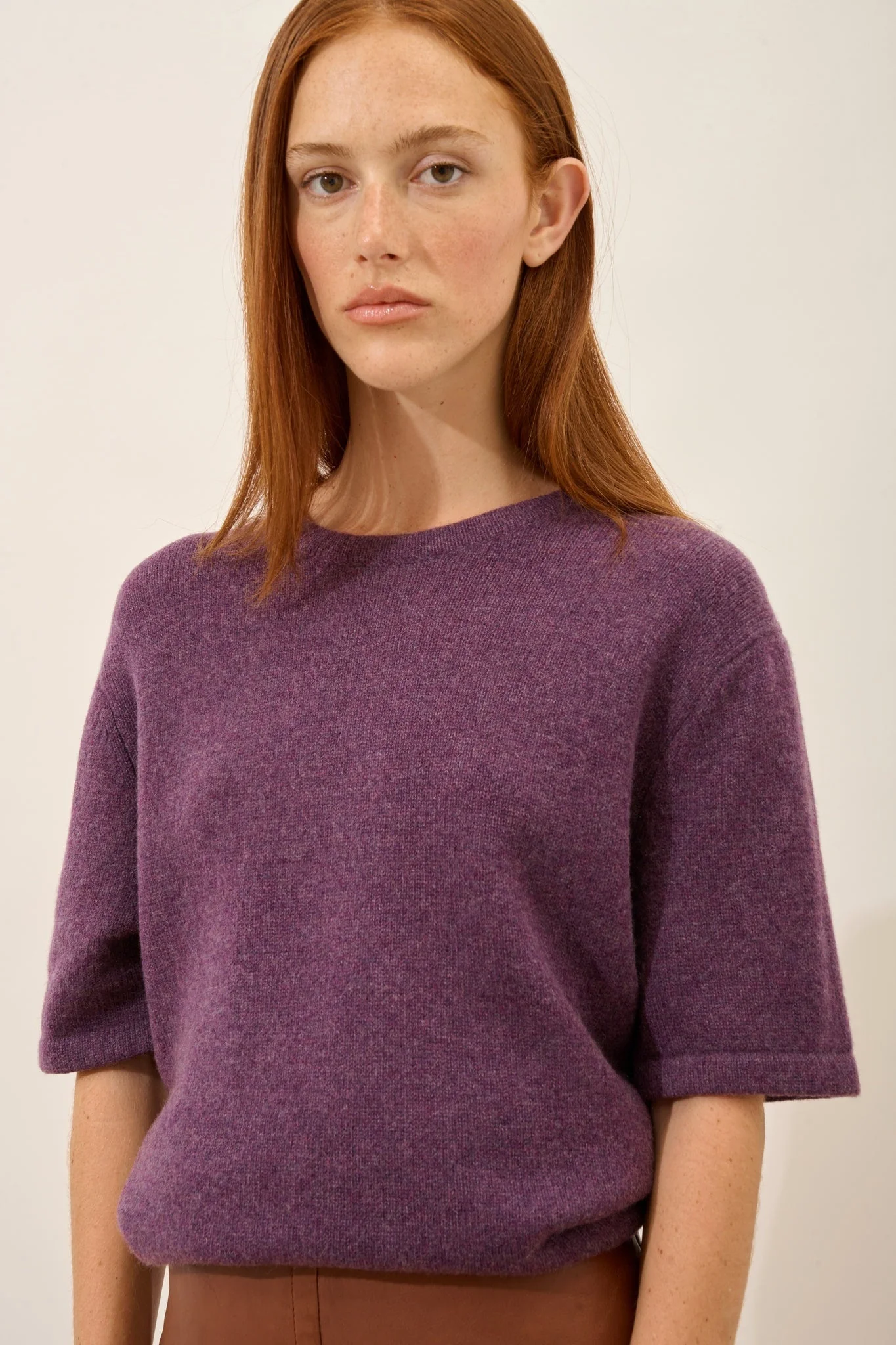CARLA t-shirt col rond violet chiné – Image 3