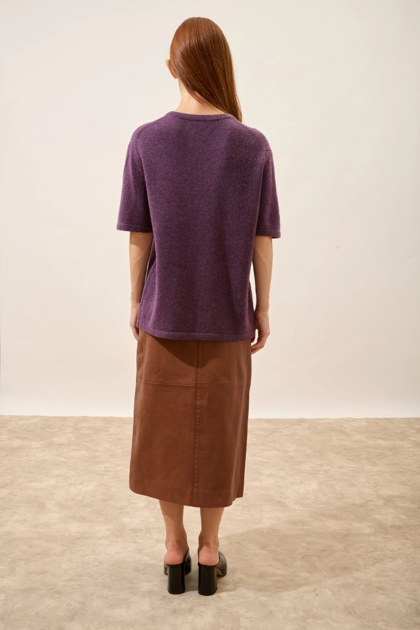 CARLA t-shirt col rond violet chiné – Image 4