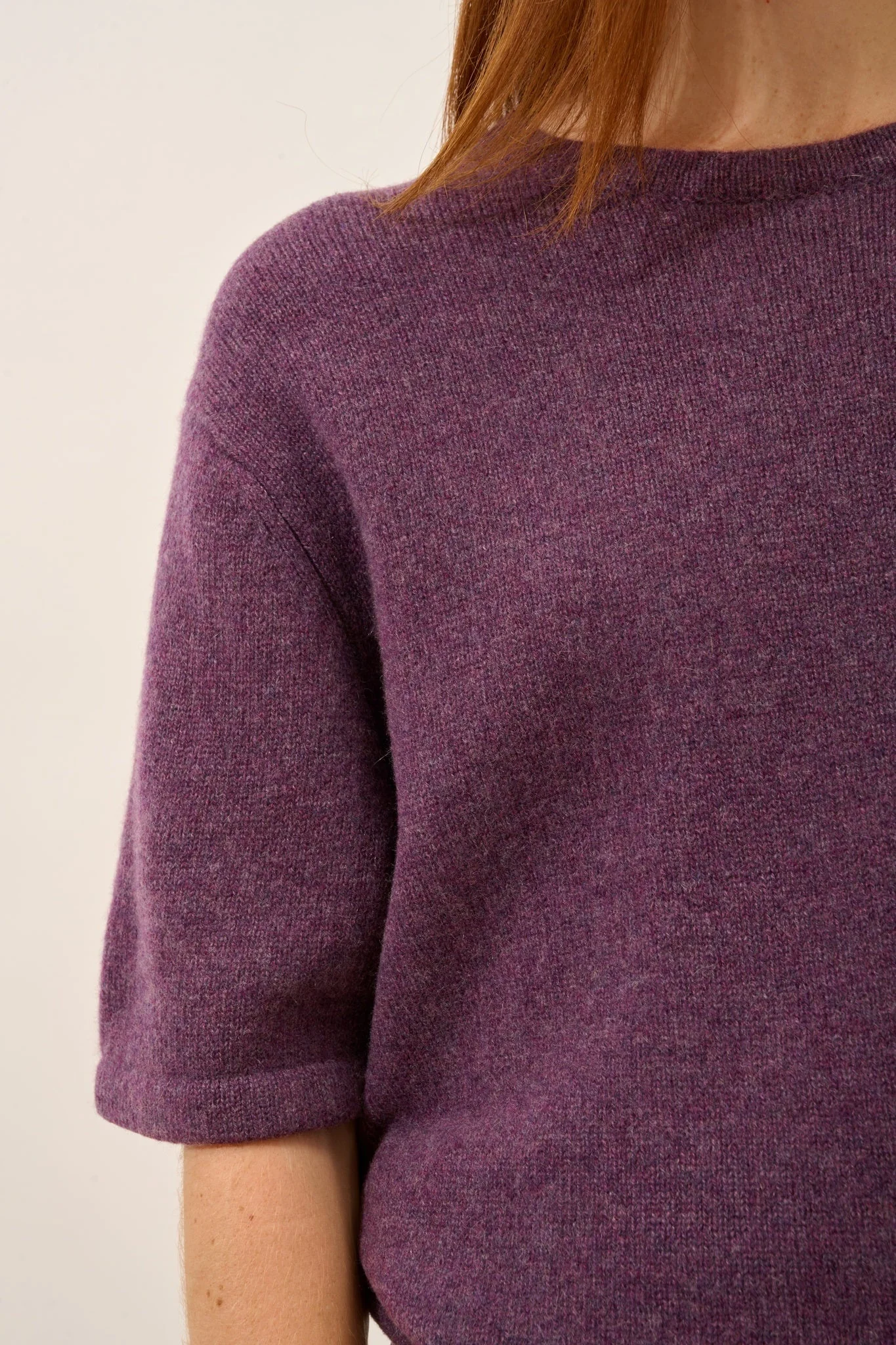 CARLA t-shirt col rond violet chiné – Image 5