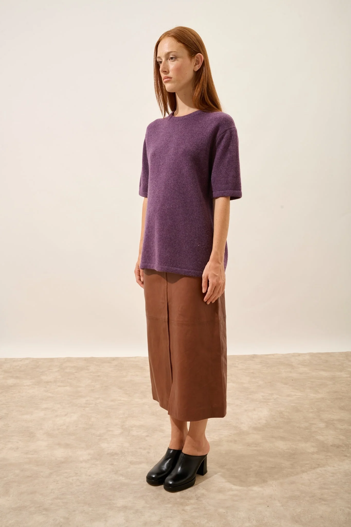 CARLA t-shirt col rond violet chiné – Image 6