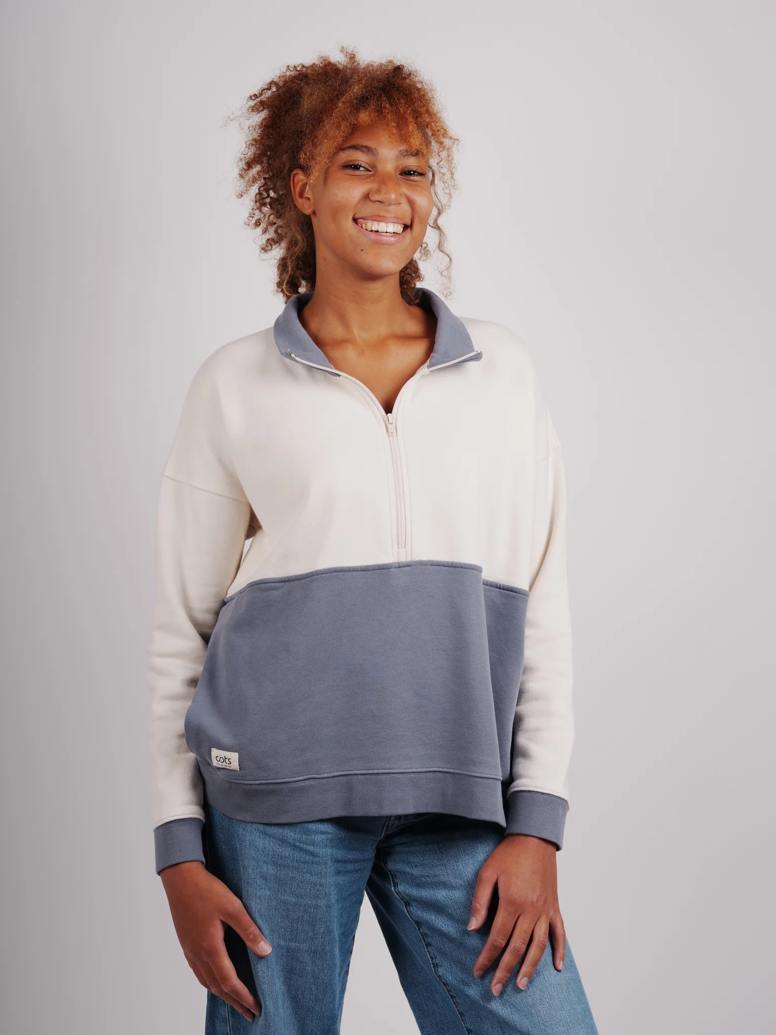 COTS Quarter-zip beige / blue femme - Image 3