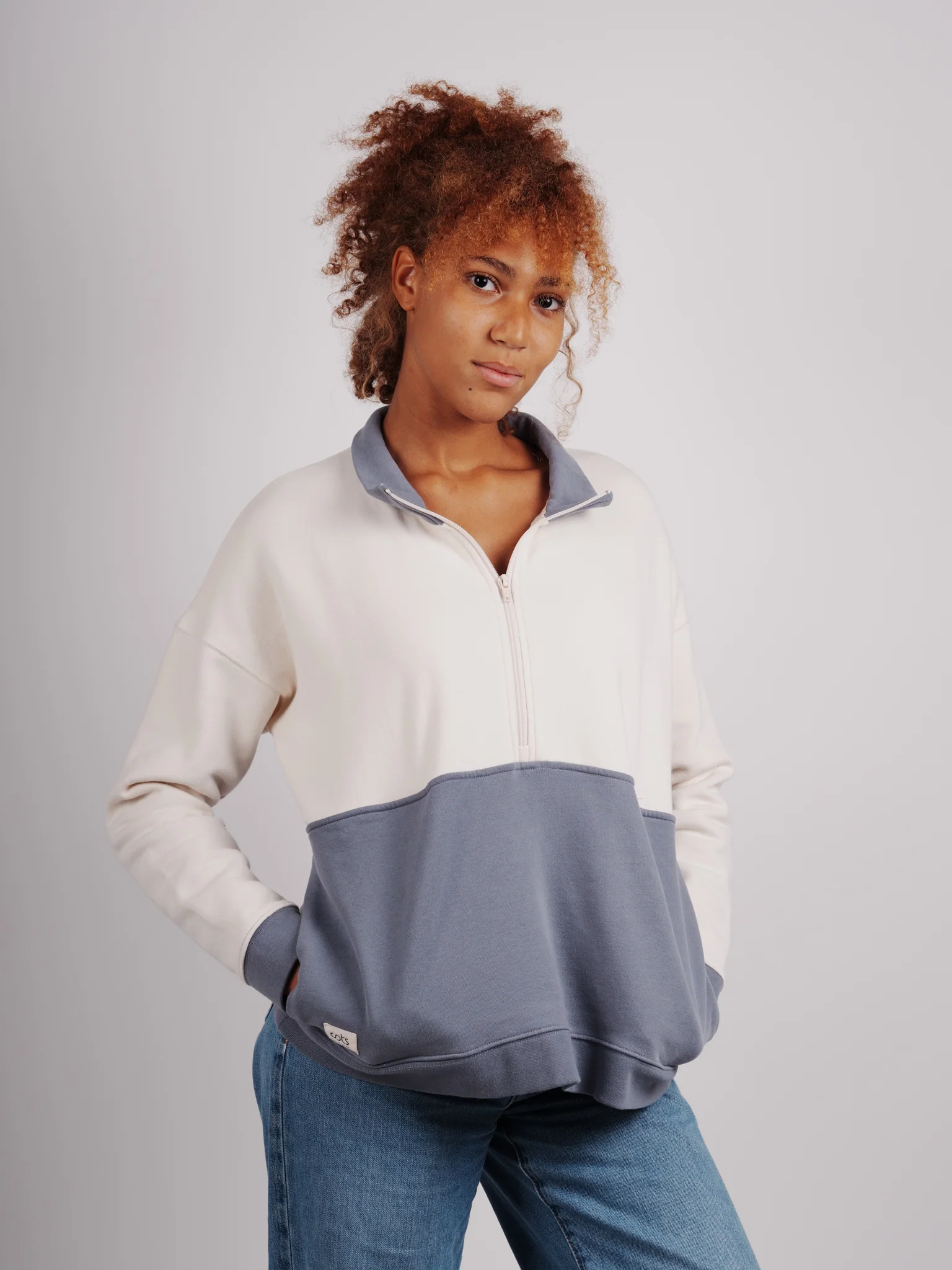 COTS Quarter-zip beige / blue femme - Image 4