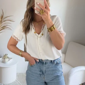 Blouse blanche détail dentelle