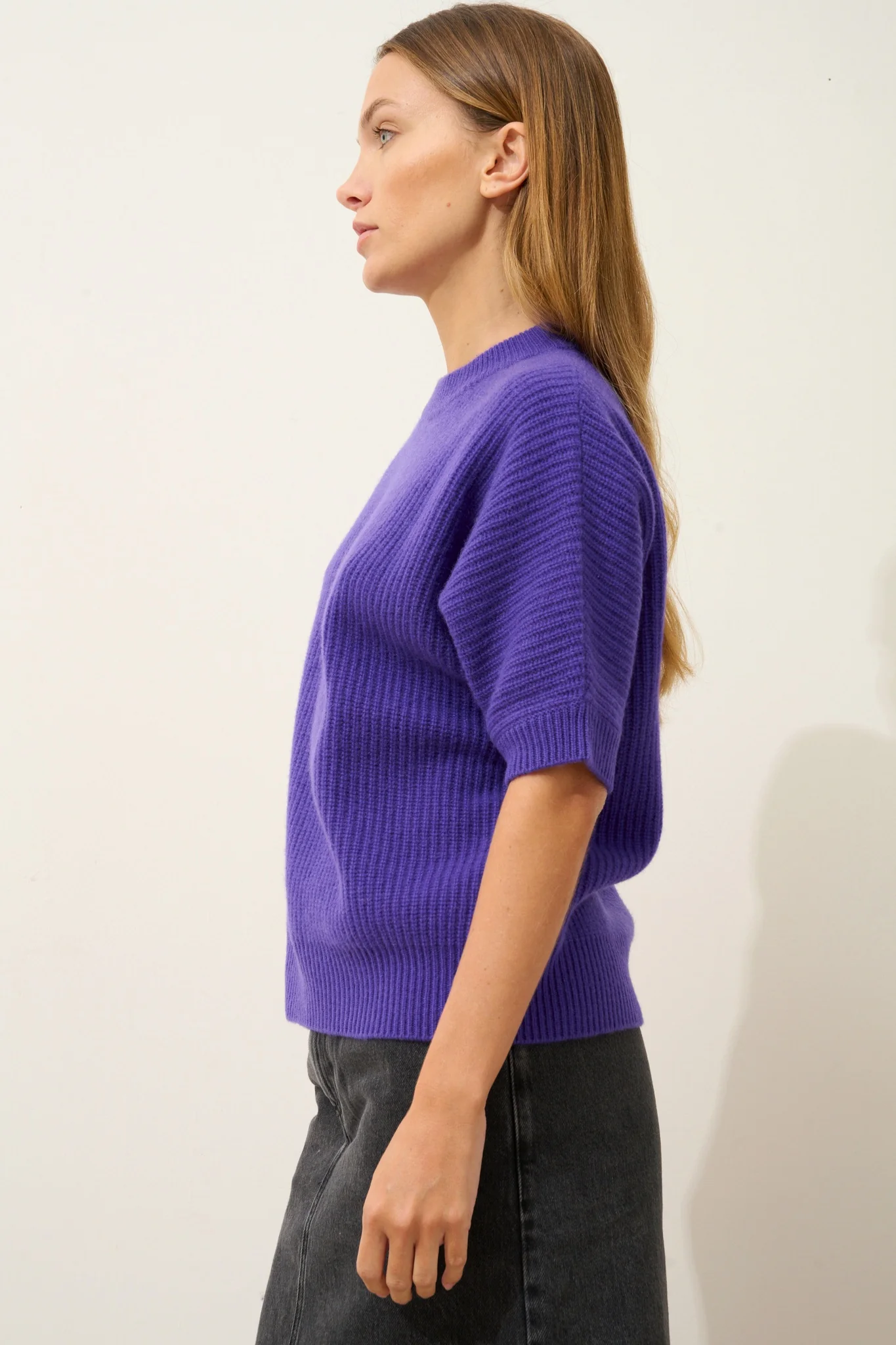 ÉRINA t-shirt col bateau chauve souris 4 fils améthyste – Image 5