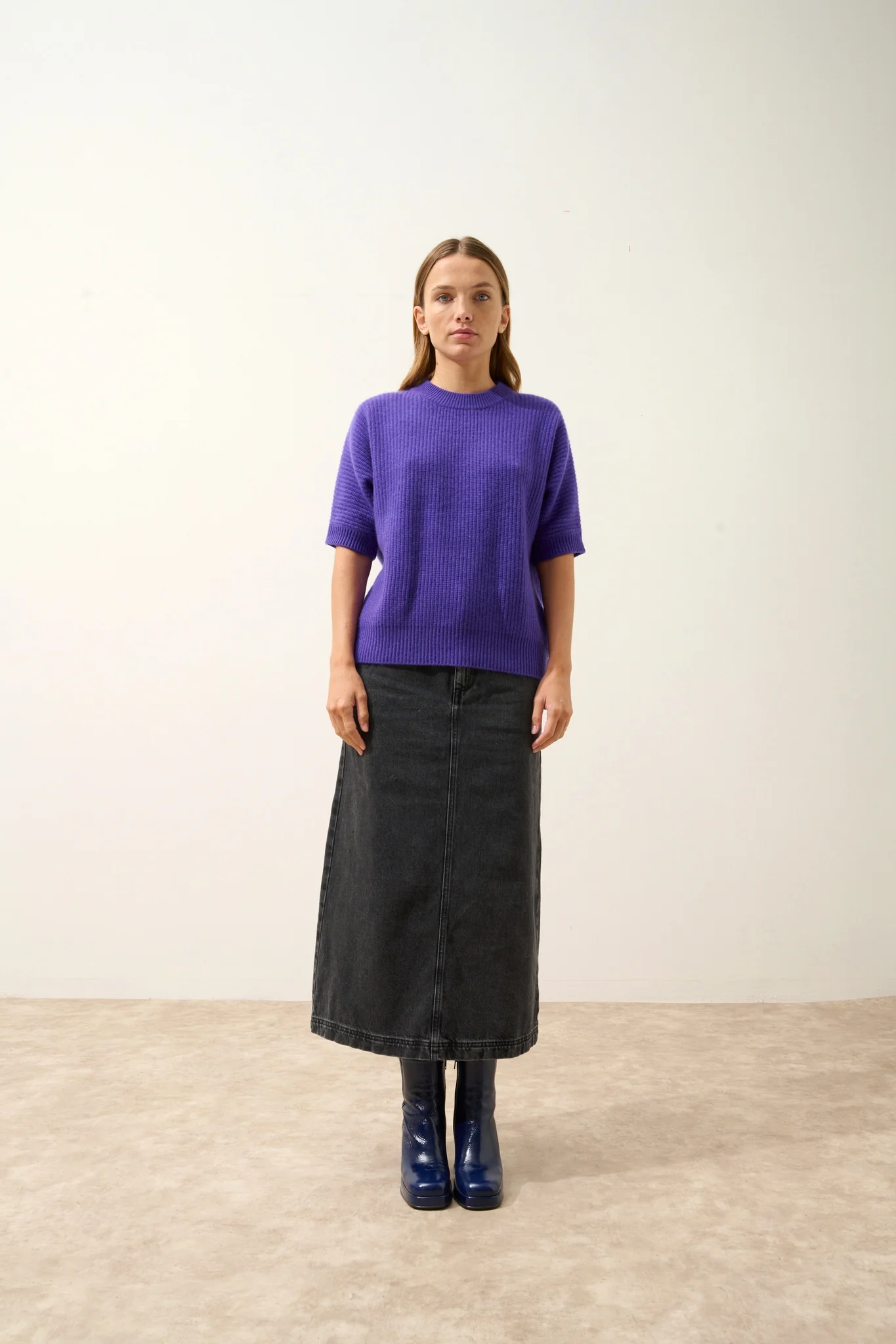 ÉRINA t-shirt col bateau chauve souris 4 fils améthyste – Image 7