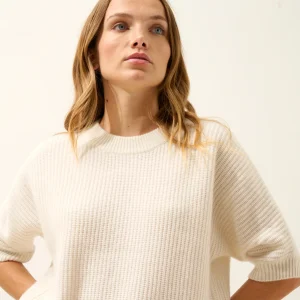 ÉRINA t-shirt col bateau chauve souris 4 fils ivoire