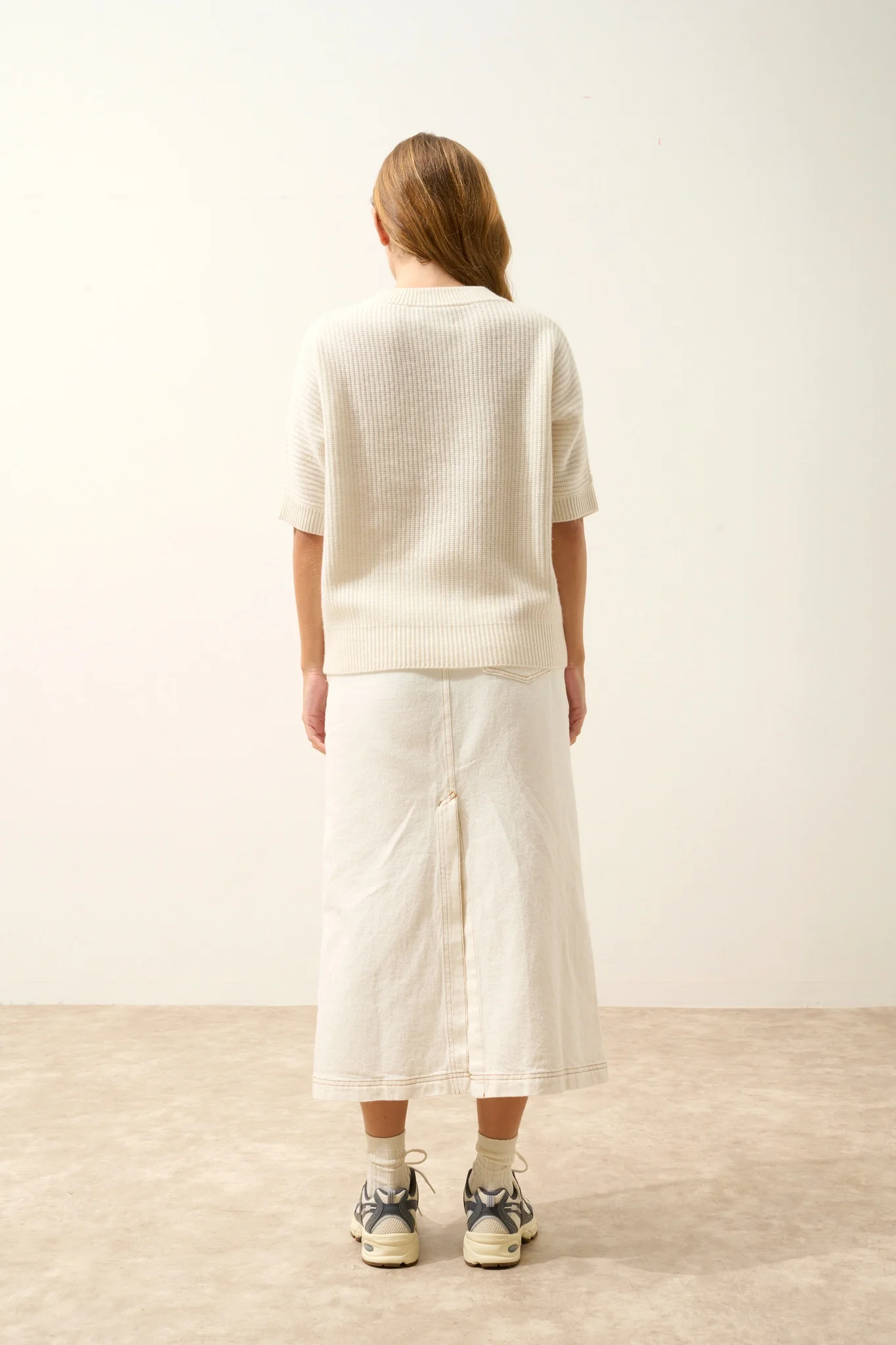 ÉRINA t-shirt col bateau chauve souris 4 fils ivoire – Image 3