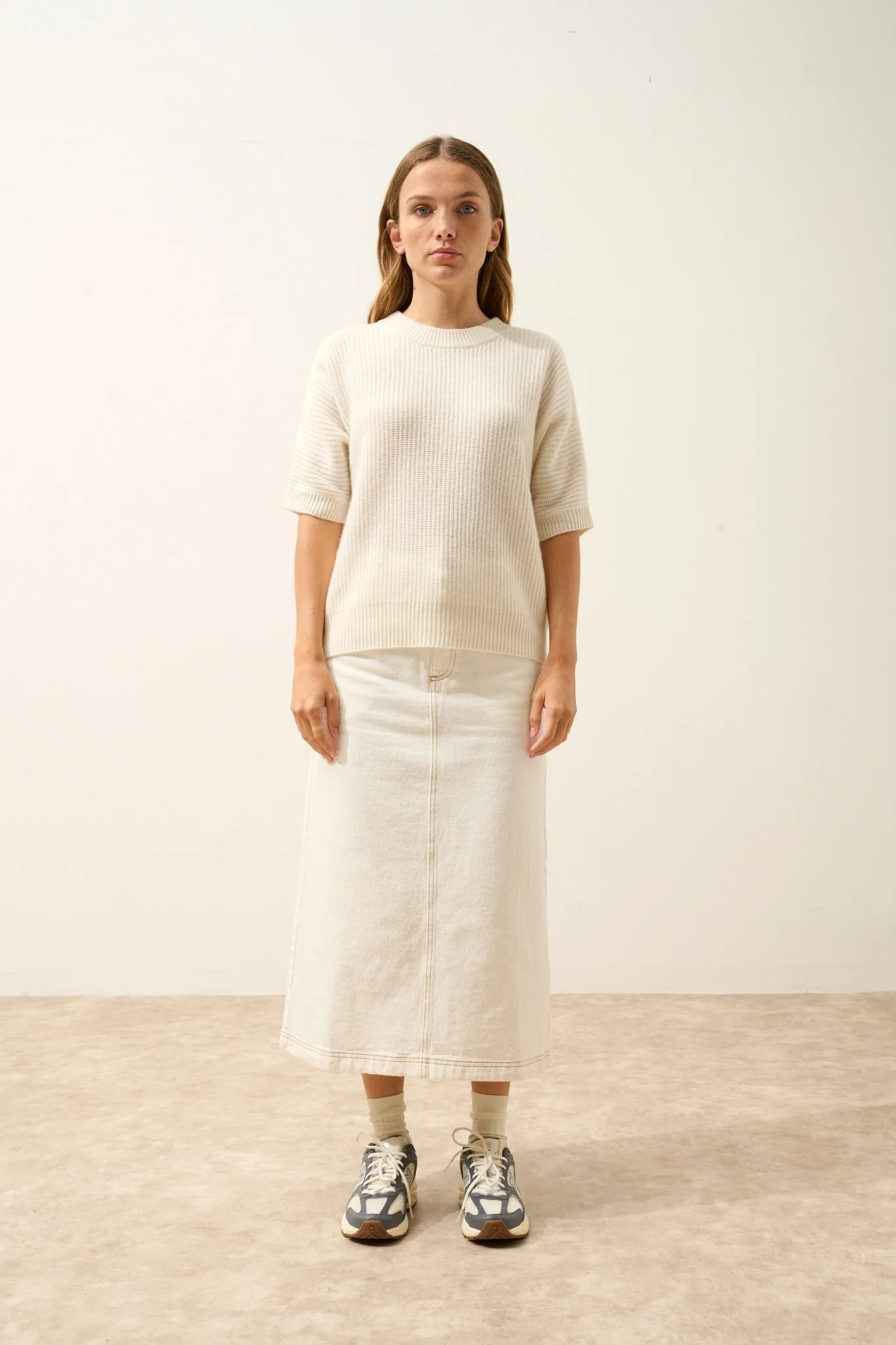 ÉRINA t-shirt col bateau chauve souris 4 fils ivoire – Image 6