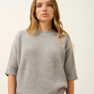 ÉRINA t-shirt col bateau chauve souris 4 fils nuage chiné