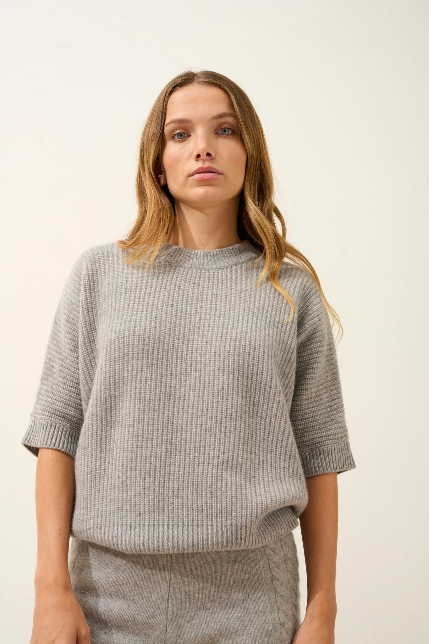 ÉRINA t-shirt col bateau chauve souris 4 fils nuage chiné