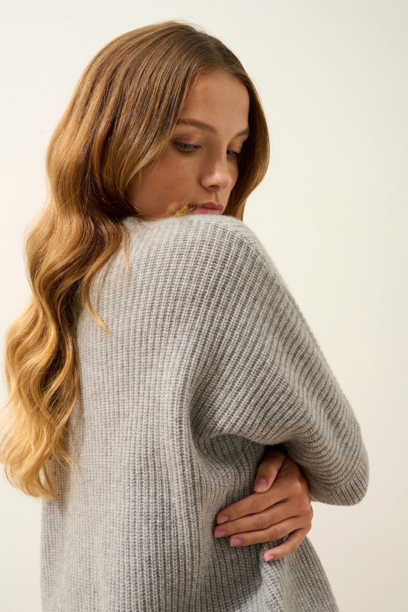 ÉRINA t-shirt col bateau chauve souris 4 fils nuage chiné – Image 6