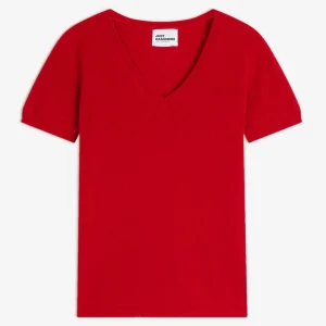 GLAMIS t-shirt col v rouge