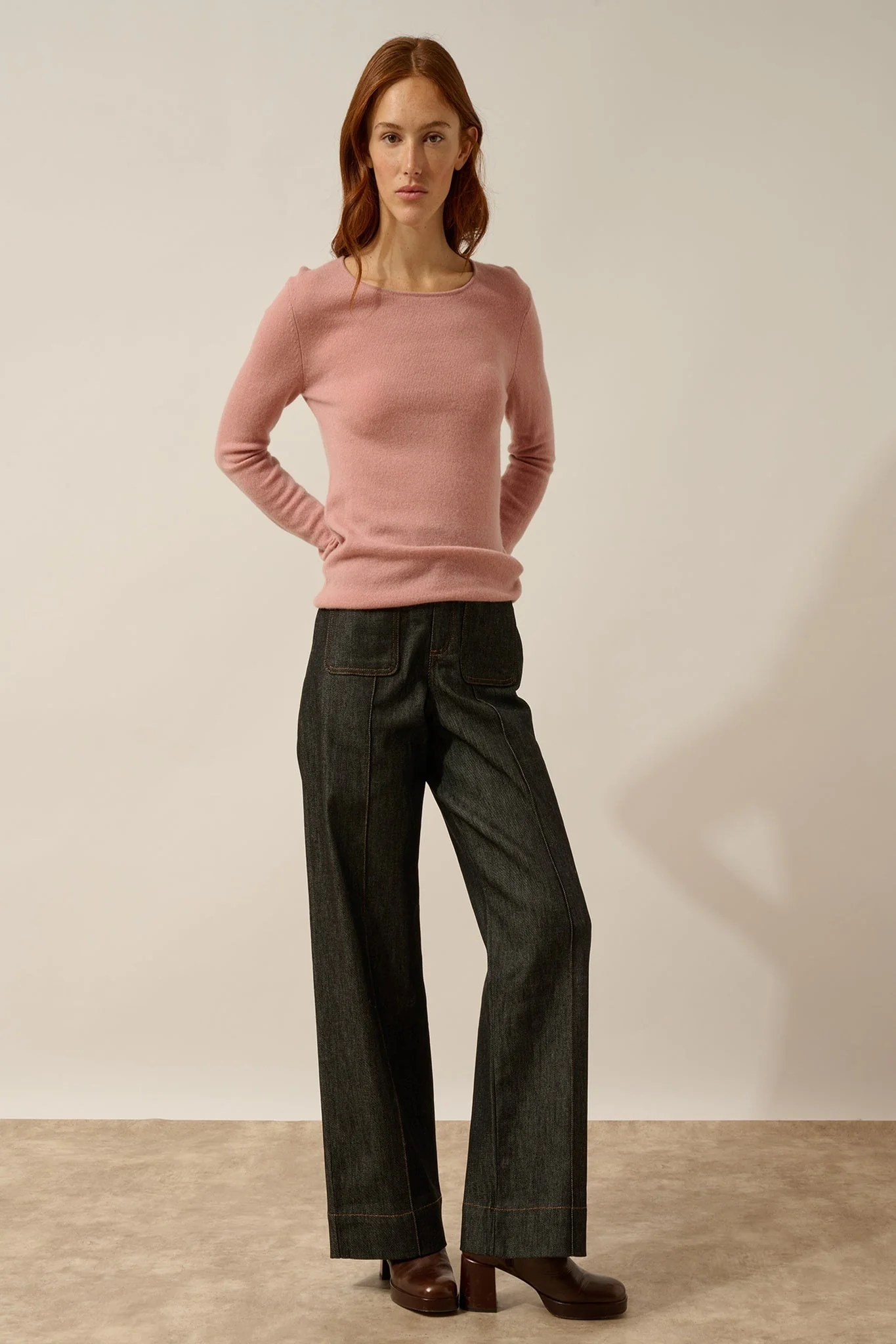 GRACE pull col bateau bois de rose – Image 2