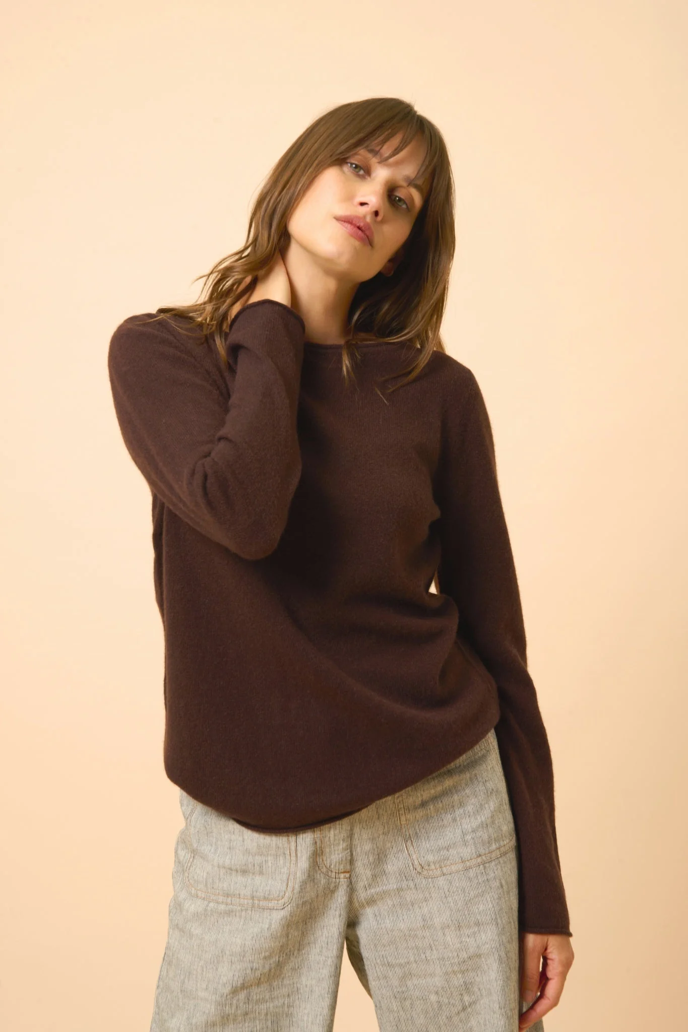 GRACE pull col bateau choco