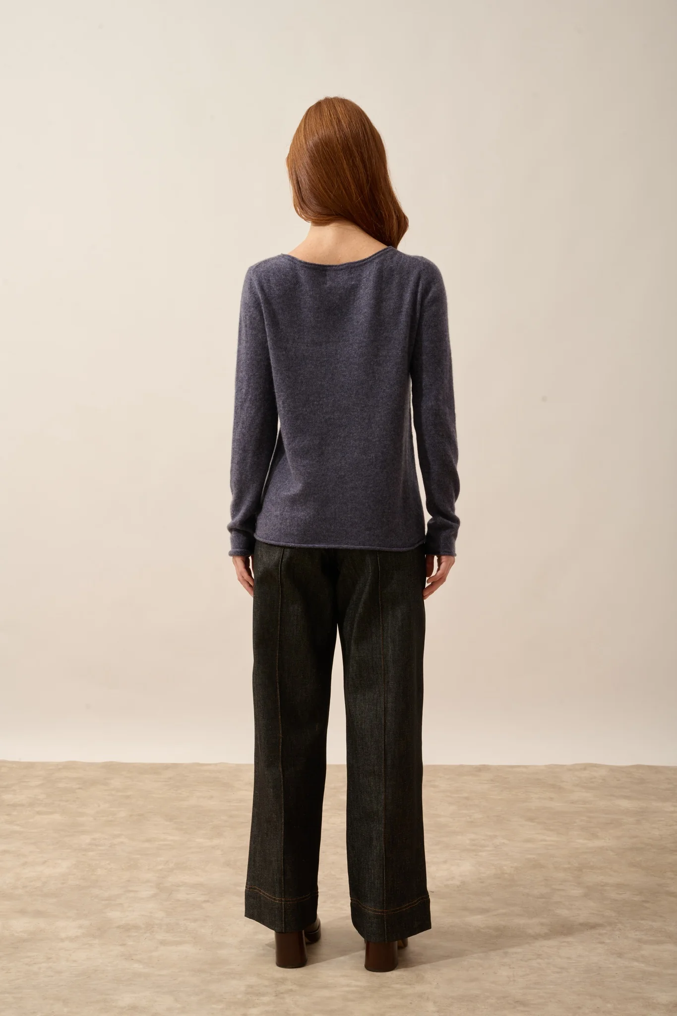 GRACE pull col bateau violet gris chiné – Image 4