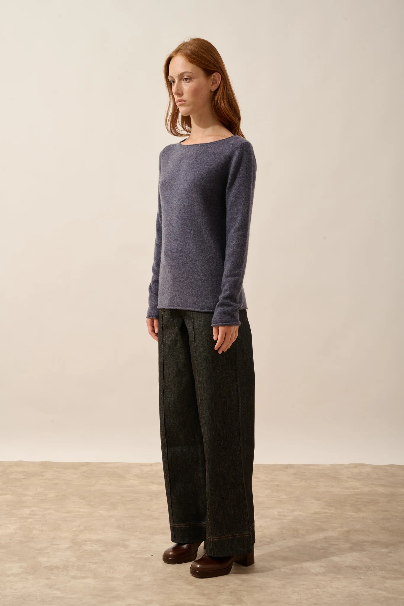 GRACE pull col bateau violet gris chiné – Image 6