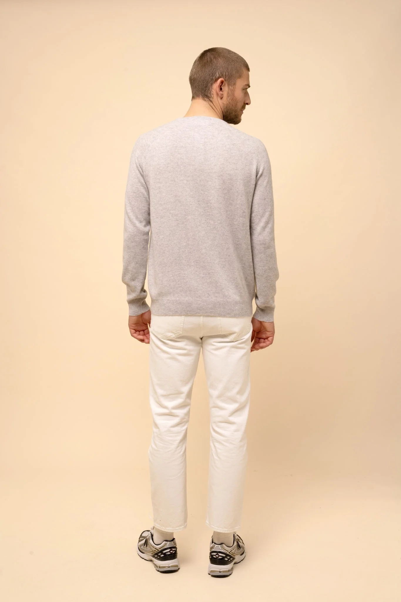 GUZMAN pull col tunisien gris clair chiné – Image 3