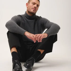 GYALWA pull col roulé anthracite chiné