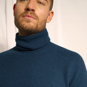 GYALWA pull col roulé bleu pétrole