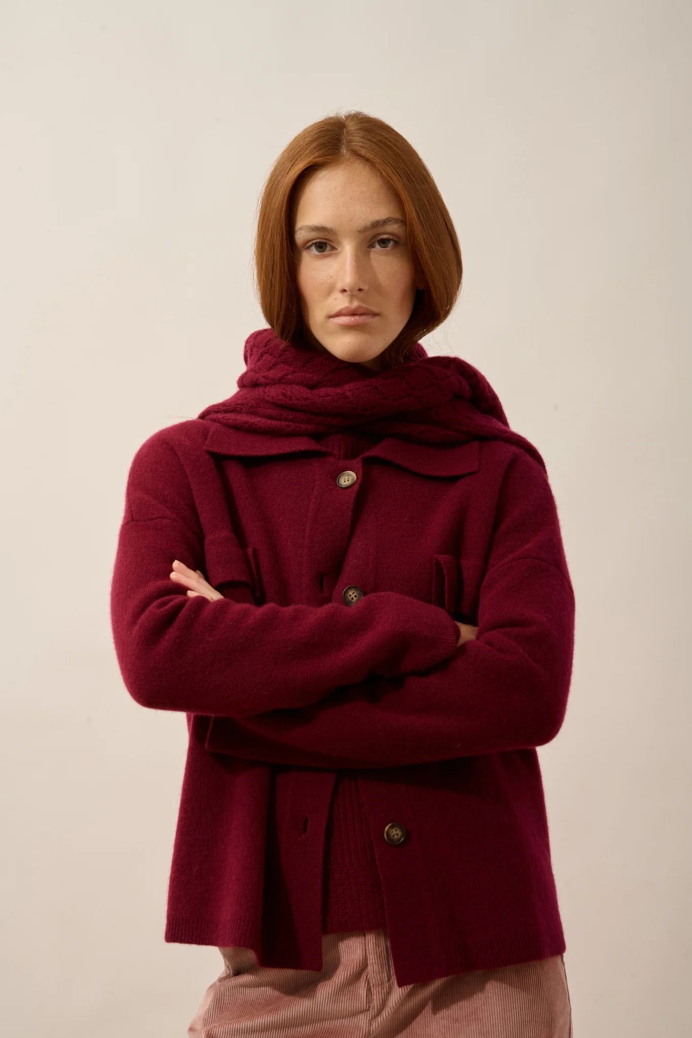 HEKLA veste boutonnée col chemise bordeaux - Image 2