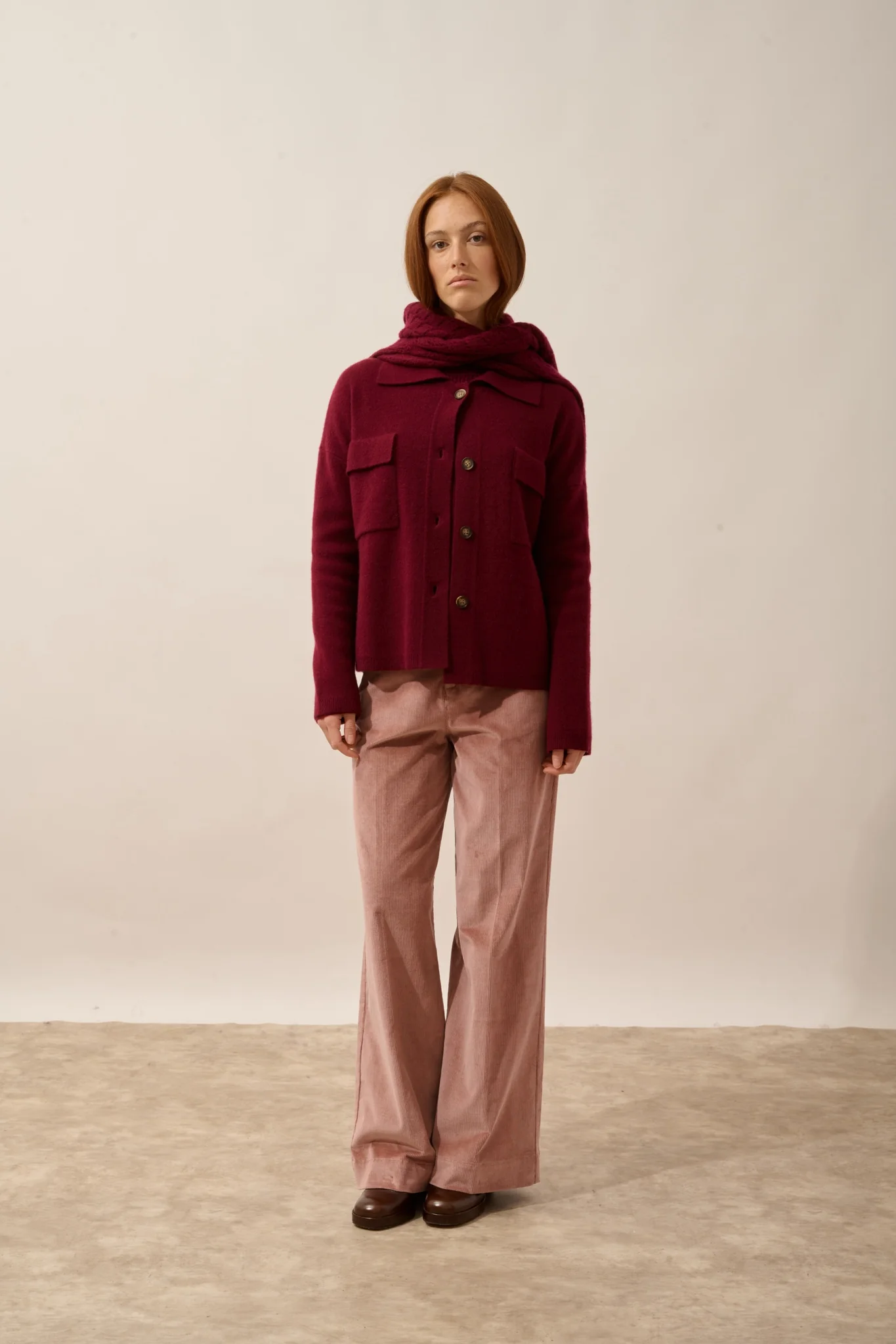 HEKLA veste boutonnée col chemise bordeaux - Image 3